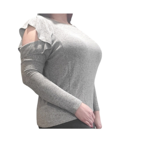 Reitmans Heather Gray Cold Shoulder Top Sz XL - Picture 2 of 8